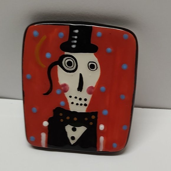 Ceramic Dia De Los Muertos Skeleton Pin - Sharon Bloom - Bethany Lowe - Picture 3 of 4